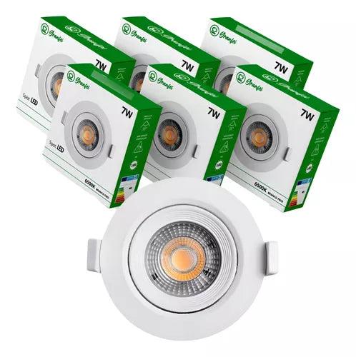 Kit 10 Luminária Teto Spot Led 7w Direcionável 3000k 6500k