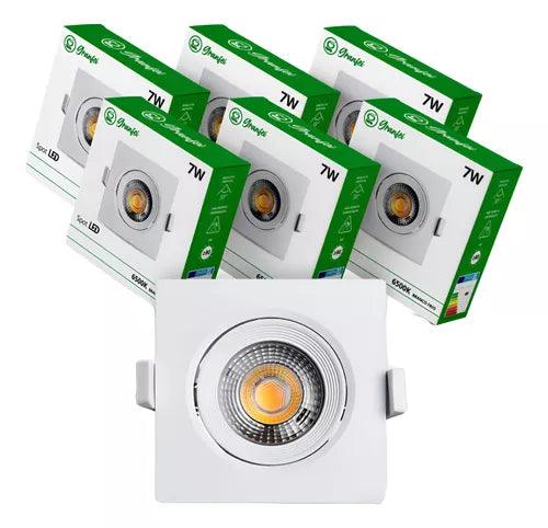 Kit 10 Luminária Teto Spot Led 7w Direcionável 3000k 6500k