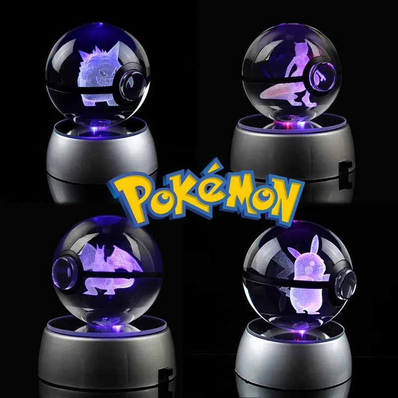 Pokémon 3D Crystal Ball com Base de Luz LED